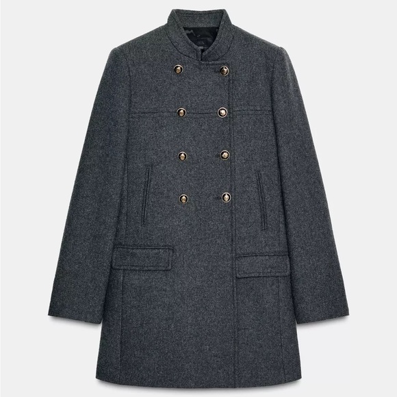 New Zara double breasted wool coat in gray - small - Picture 6 of 9